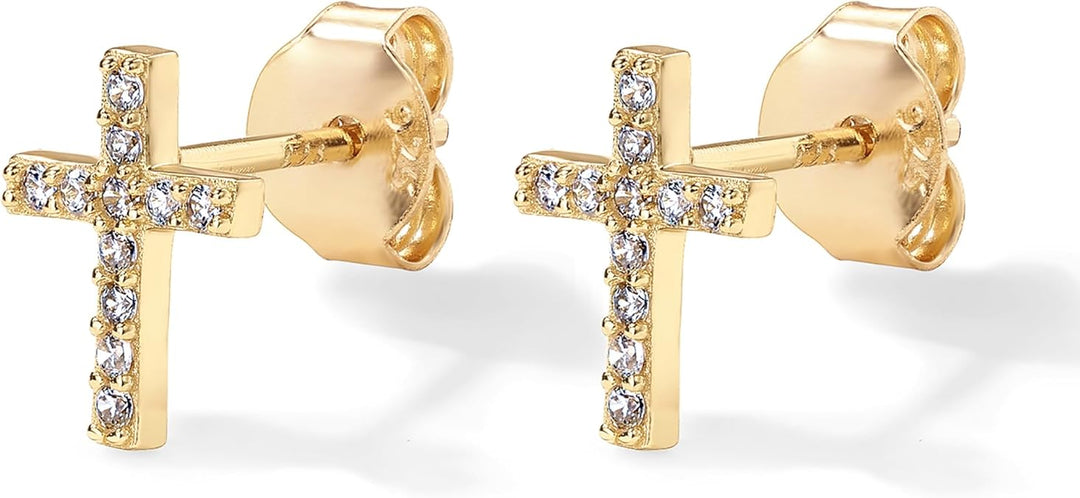 Paved Cross Studs | Gold