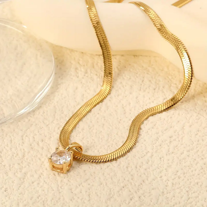 Gold Rhinestone Pendant Necklace